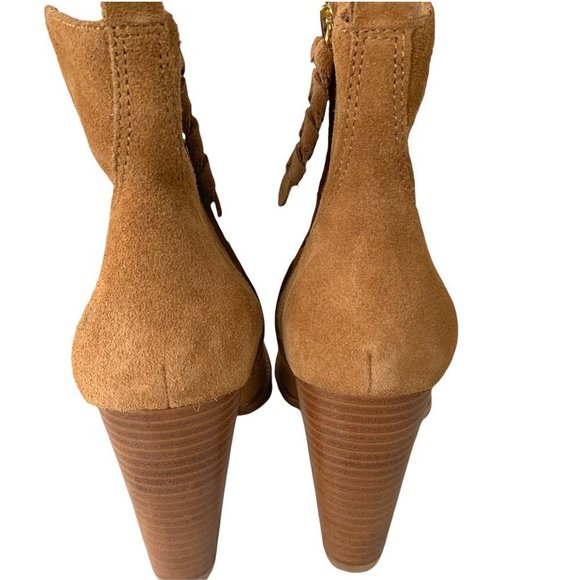 JOIE Tan Ankle Bootie 10 Western Side Zip High Heel Boot Suede Sexy Soft Brown - Picture 5 of 8